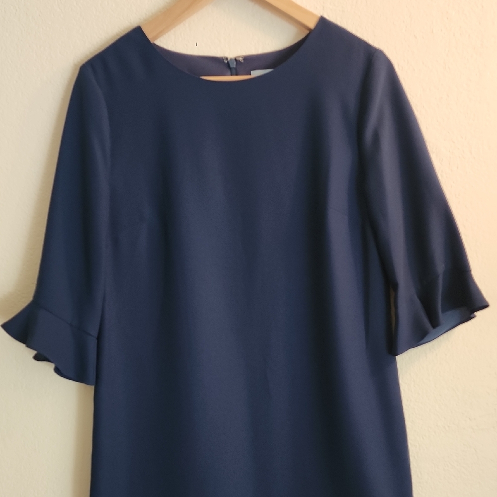 CeCe Navy Blue Ruffle Sleeve Blouse